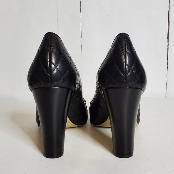 AK Anne Klein Quilted Leather Peep Toe Pumps Heels 9M - Picture 8 of 10